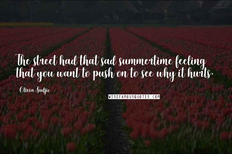 Olivia Sudjic Quotes: The street had that sad summertime feeling that you want to push on to see why it hurts.