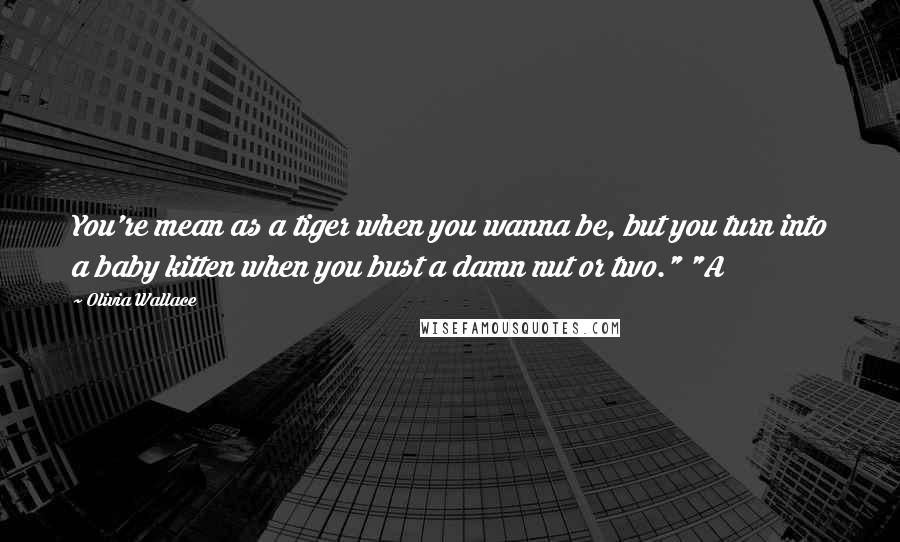 Olivia Wallace Quotes: You're mean as a tiger when you wanna be, but you turn into a baby kitten when you bust a damn nut or two." "A