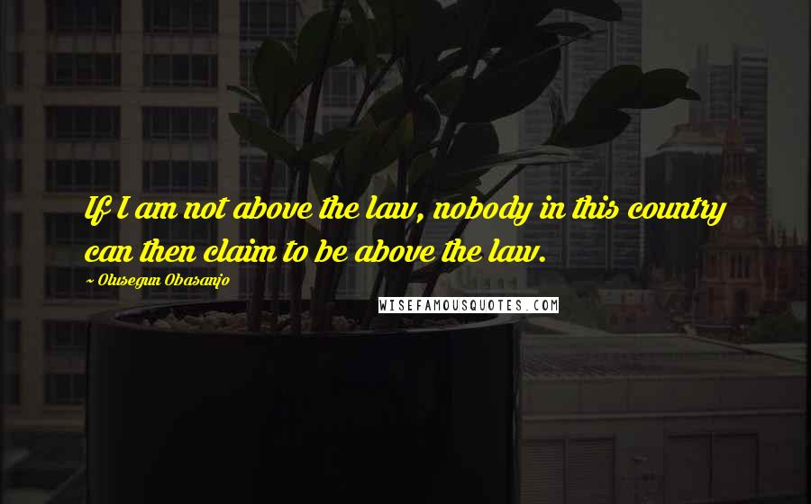 Olusegun Obasanjo Quotes: If I am not above the law, nobody in this country can then claim to be above the law.