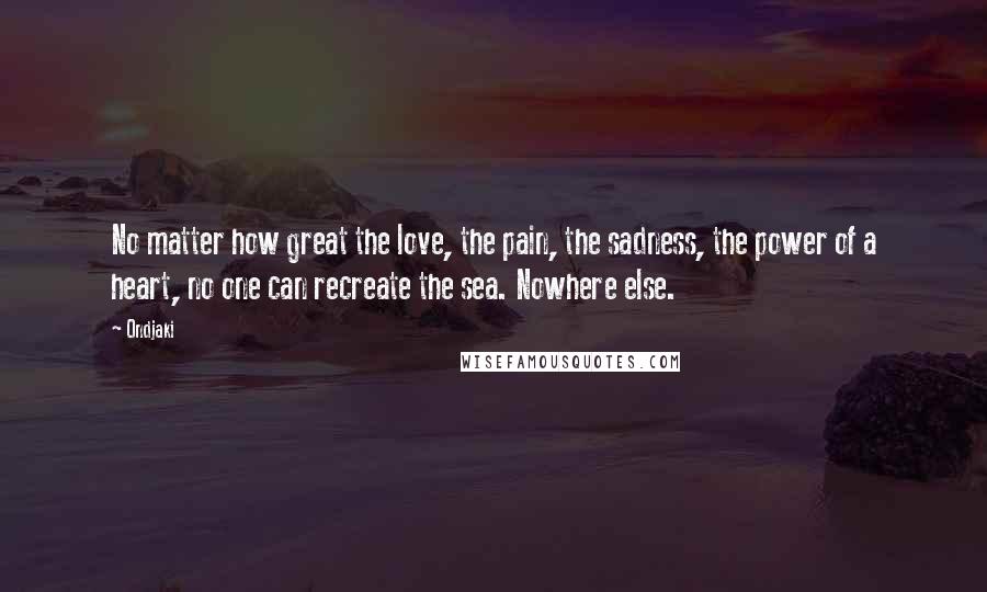 Ondjaki Quotes: No matter how great the love, the pain, the sadness, the power of a heart, no one can recreate the sea. Nowhere else.