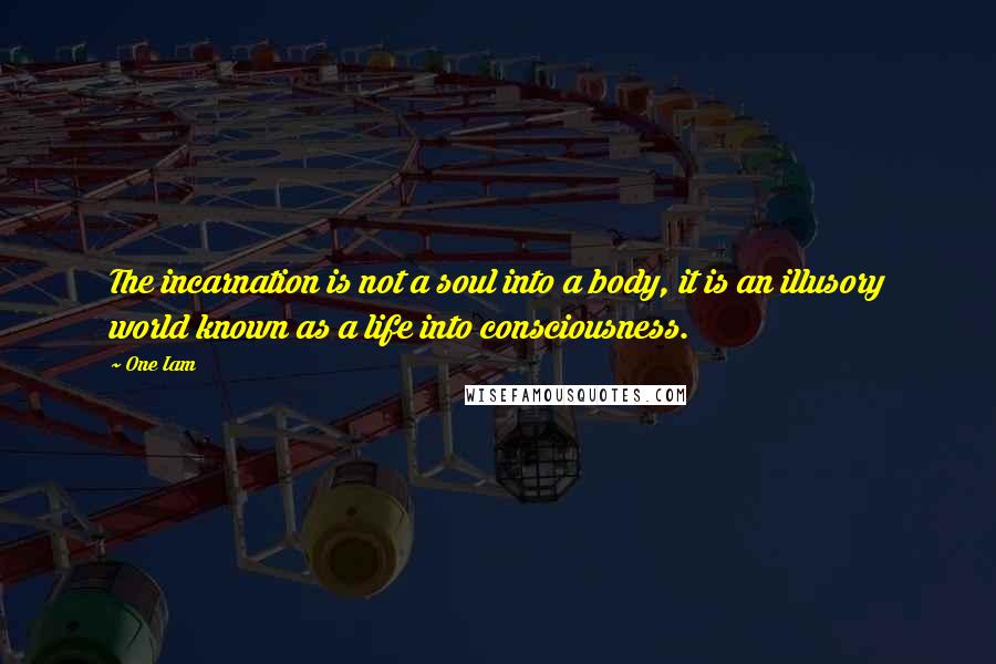 One Iam Quotes: The incarnation is not a soul into a body, it is an illusory world known as a life into consciousness.