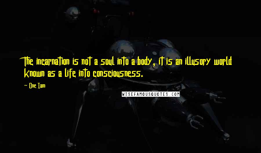 One Iam Quotes: The incarnation is not a soul into a body, it is an illusory world known as a life into consciousness.