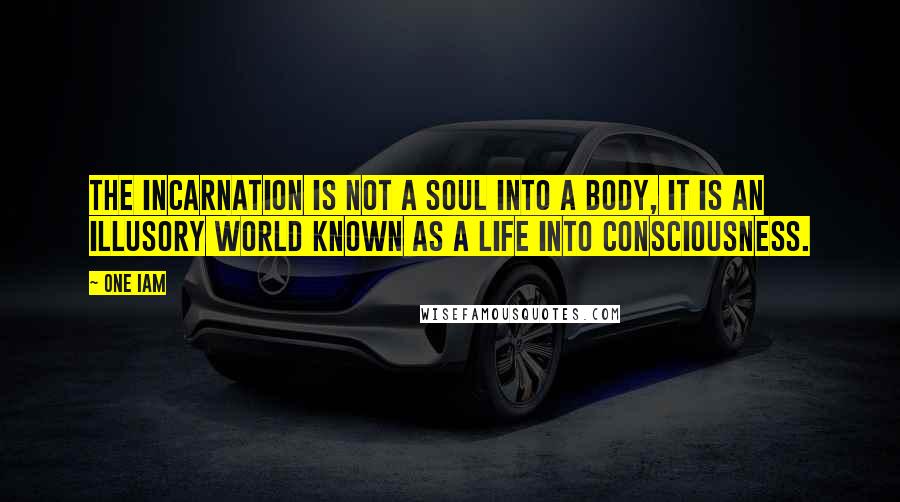 One Iam Quotes: The incarnation is not a soul into a body, it is an illusory world known as a life into consciousness.