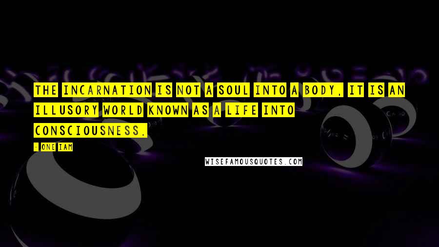 One Iam Quotes: The incarnation is not a soul into a body, it is an illusory world known as a life into consciousness.