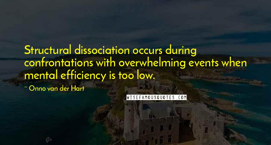 Onno Van Der Hart Quotes: Structural dissociation occurs during confrontations with overwhelming events when mental efficiency is too low.