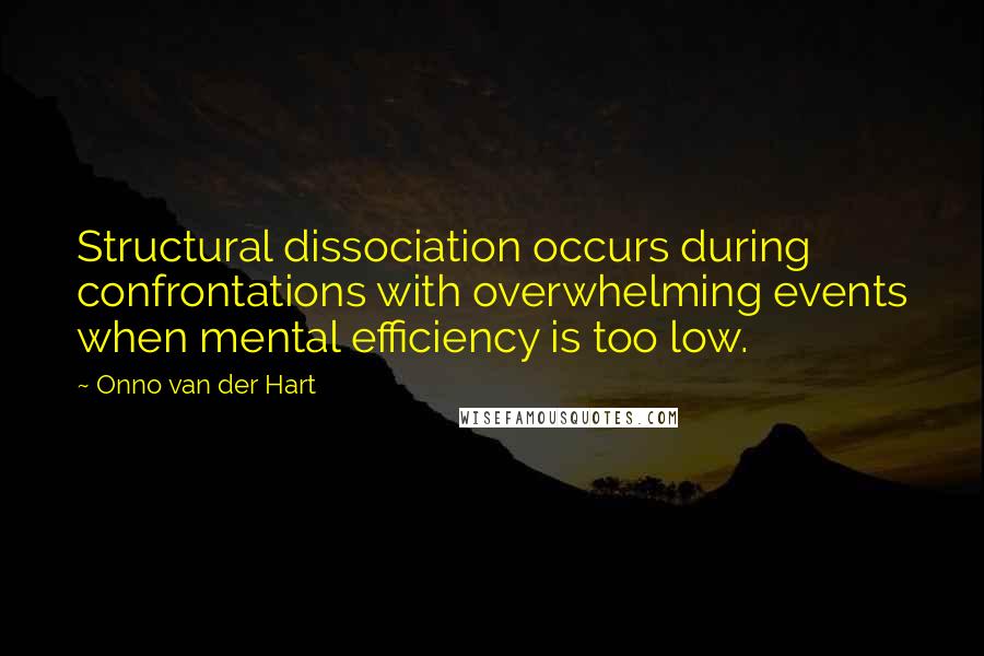 Onno Van Der Hart Quotes: Structural dissociation occurs during confrontations with overwhelming events when mental efficiency is too low.