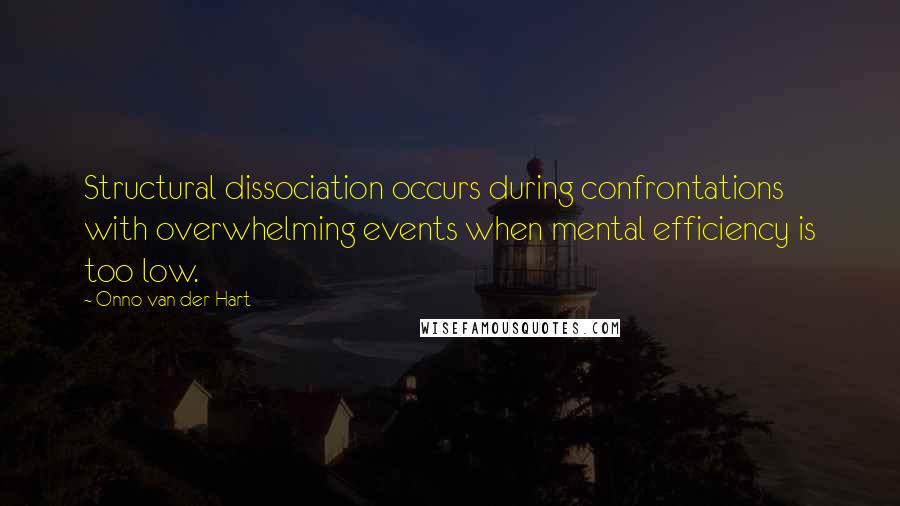 Onno Van Der Hart Quotes: Structural dissociation occurs during confrontations with overwhelming events when mental efficiency is too low.