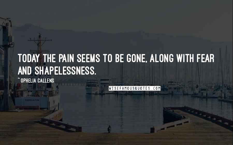 Ophelia Callens Quotes: Today the pain seems to be gone, along with fear and shapelessness.