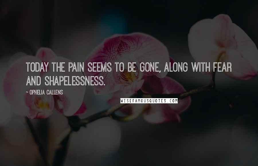 Ophelia Callens Quotes: Today the pain seems to be gone, along with fear and shapelessness.