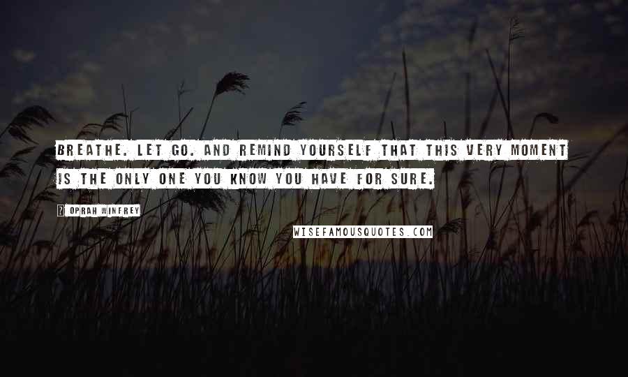 Oprah Winfrey Quotes: Breathe. Let go. And remind yourself that this very moment is the only one you know you have for sure.