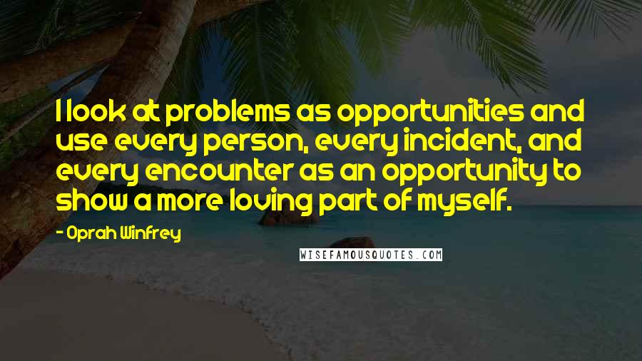 Oprah Winfrey Quotes: I look at problems as opportunities and use every person, every incident, and every encounter as an opportunity to show a more loving part of myself.