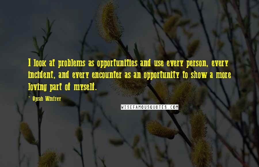 Oprah Winfrey Quotes: I look at problems as opportunities and use every person, every incident, and every encounter as an opportunity to show a more loving part of myself.