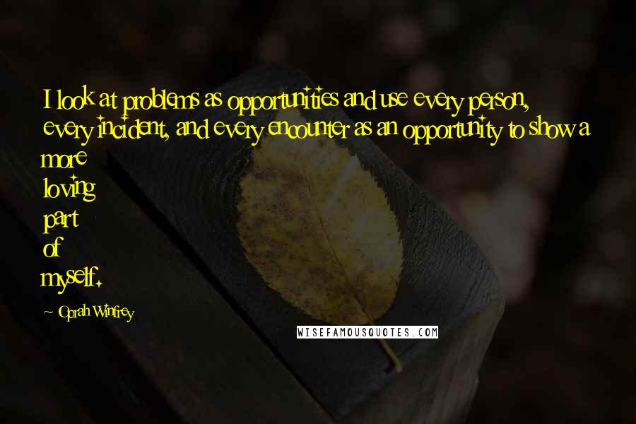 Oprah Winfrey Quotes: I look at problems as opportunities and use every person, every incident, and every encounter as an opportunity to show a more loving part of myself.