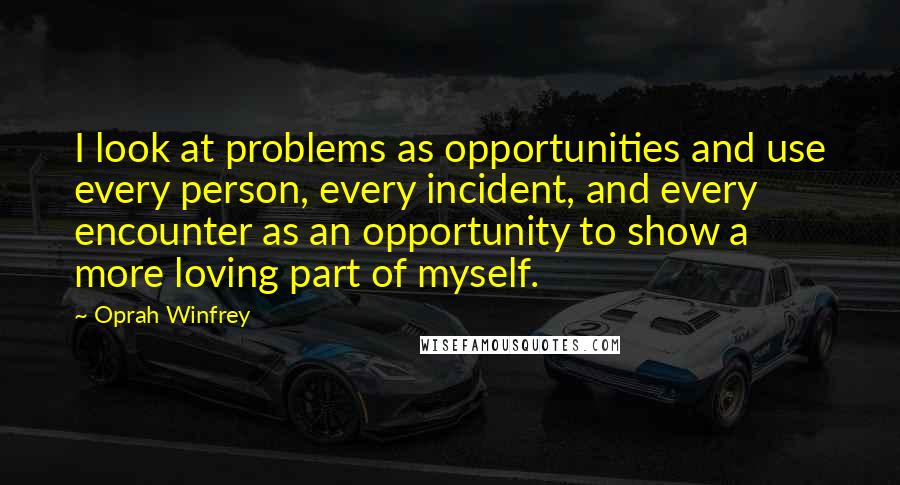 Oprah Winfrey Quotes: I look at problems as opportunities and use every person, every incident, and every encounter as an opportunity to show a more loving part of myself.