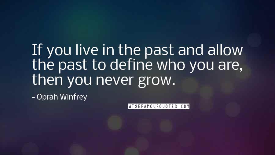 Oprah Winfrey Quotes: If you live in the past and allow the past to define who you are, then you never grow.