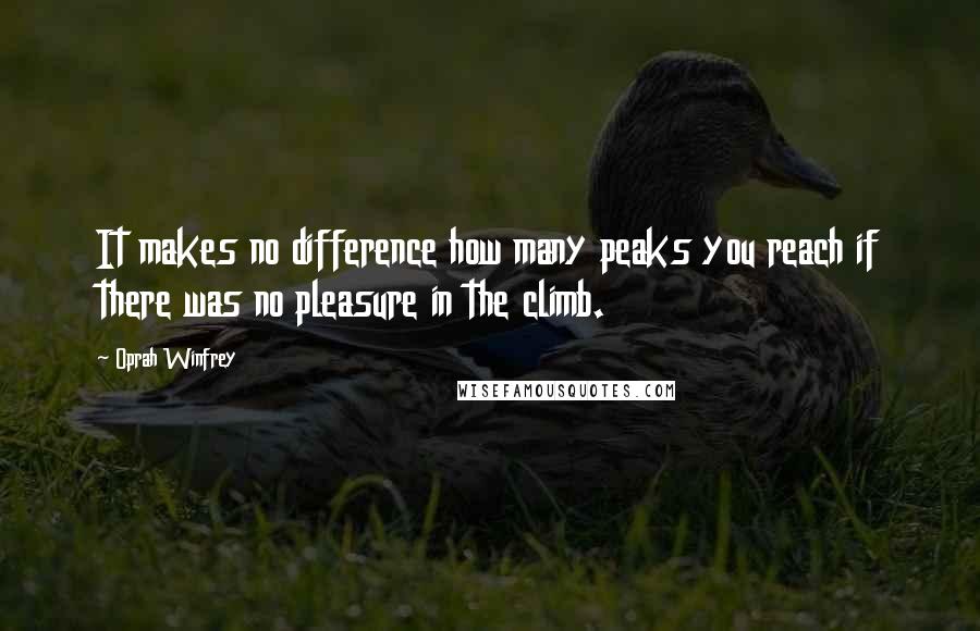 Oprah Winfrey Quotes: It makes no difference how many peaks you reach if there was no pleasure in the climb.