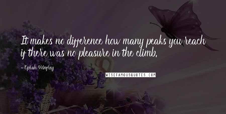 Oprah Winfrey Quotes: It makes no difference how many peaks you reach if there was no pleasure in the climb.