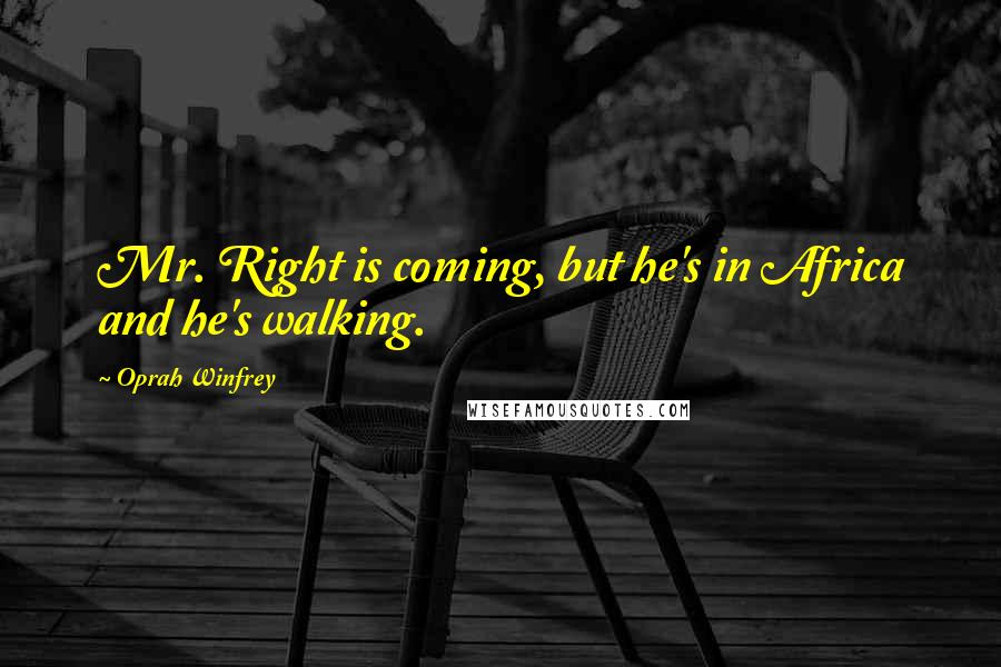 Oprah Winfrey Quotes: Mr. Right is coming, but he's in Africa and he's walking.