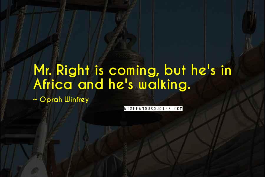 Oprah Winfrey Quotes: Mr. Right is coming, but he's in Africa and he's walking.
