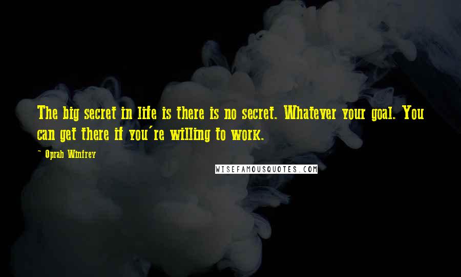 Oprah Winfrey Quotes: The big secret in life is there is no secret. Whatever your goal. You can get there if you're willing to work.