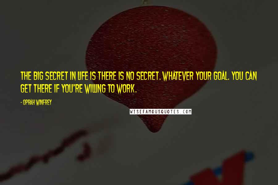 Oprah Winfrey Quotes: The big secret in life is there is no secret. Whatever your goal. You can get there if you're willing to work.