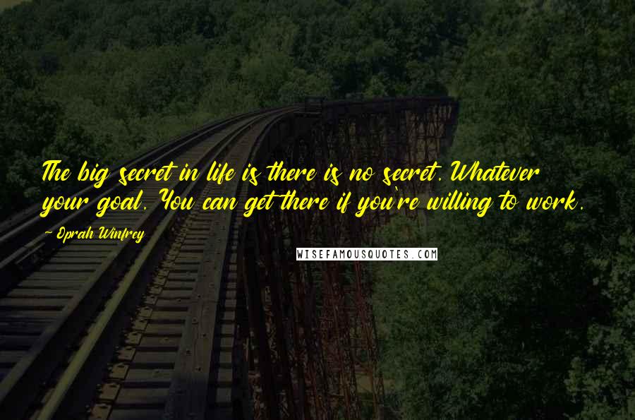 Oprah Winfrey Quotes: The big secret in life is there is no secret. Whatever your goal. You can get there if you're willing to work.