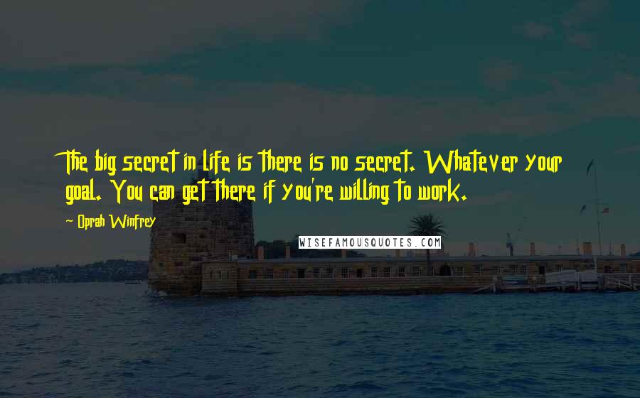 Oprah Winfrey Quotes: The big secret in life is there is no secret. Whatever your goal. You can get there if you're willing to work.