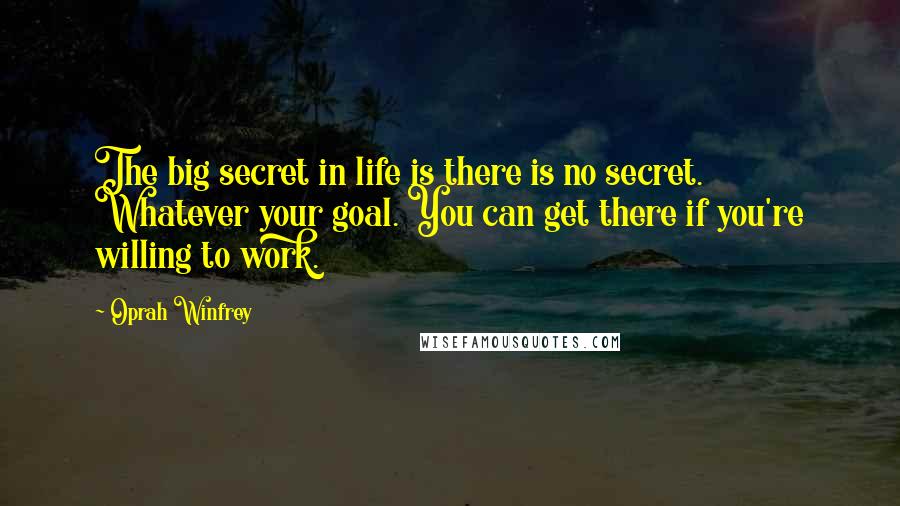 Oprah Winfrey Quotes: The big secret in life is there is no secret. Whatever your goal. You can get there if you're willing to work.