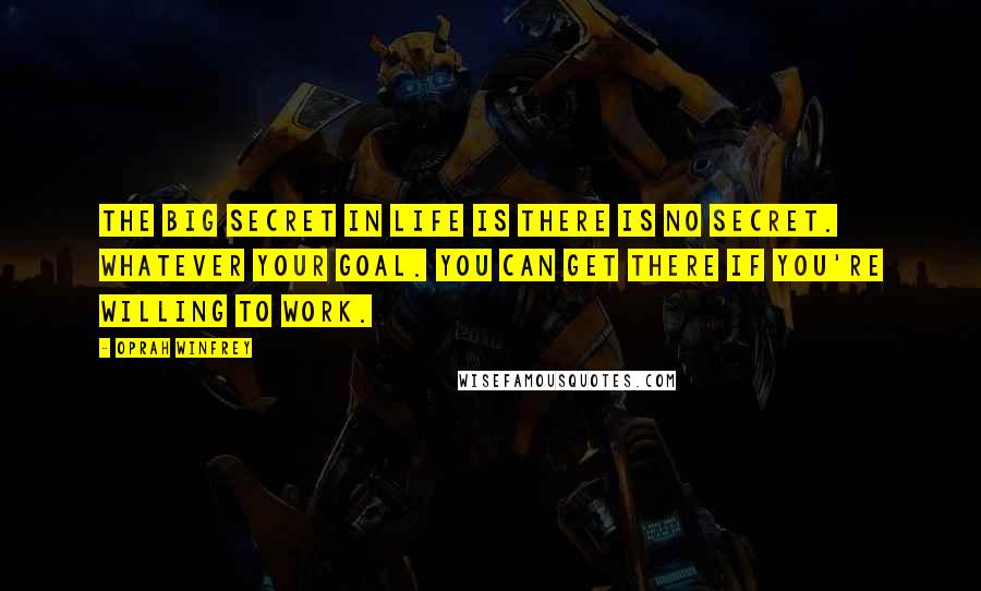 Oprah Winfrey Quotes: The big secret in life is there is no secret. Whatever your goal. You can get there if you're willing to work.