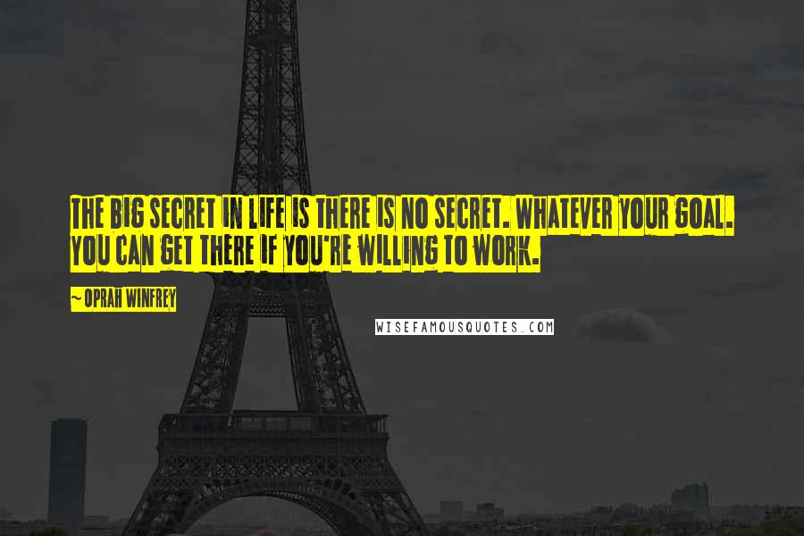 Oprah Winfrey Quotes: The big secret in life is there is no secret. Whatever your goal. You can get there if you're willing to work.