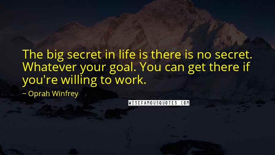 Oprah Winfrey Quotes: The big secret in life is there is no secret. Whatever your goal. You can get there if you're willing to work.