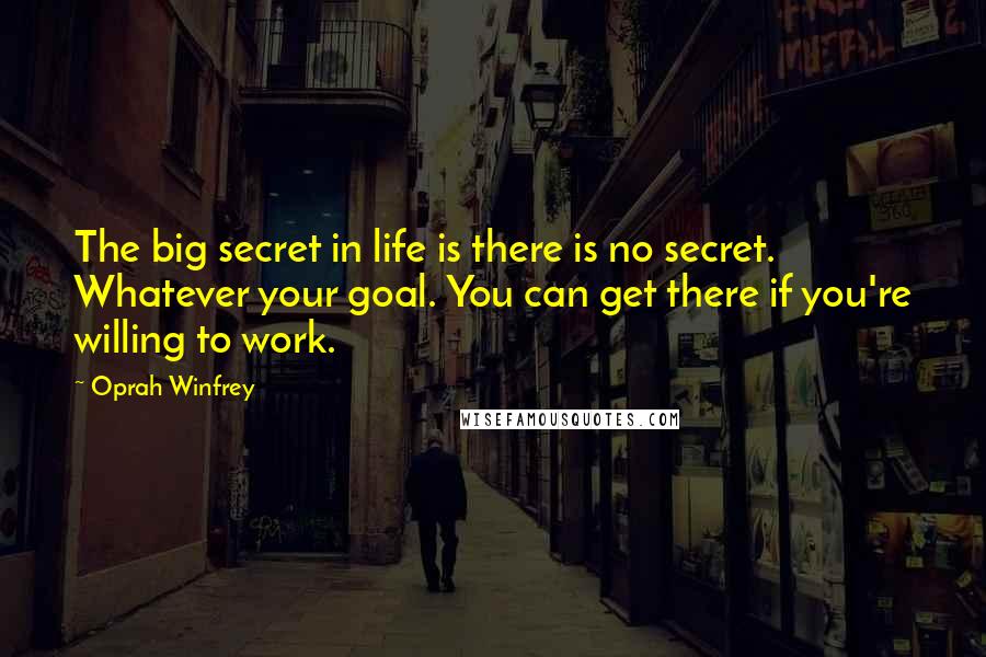 Oprah Winfrey Quotes: The big secret in life is there is no secret. Whatever your goal. You can get there if you're willing to work.