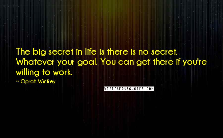 Oprah Winfrey Quotes: The big secret in life is there is no secret. Whatever your goal. You can get there if you're willing to work.