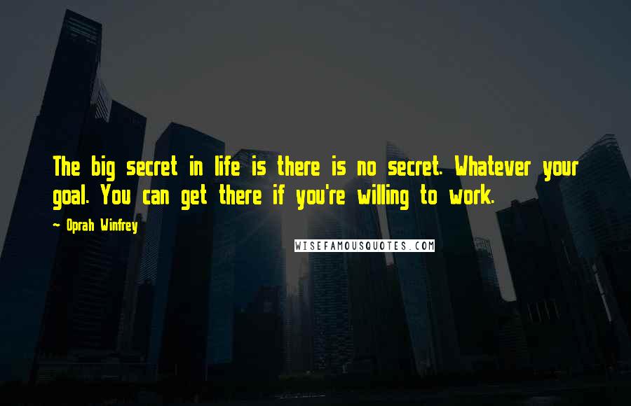 Oprah Winfrey Quotes: The big secret in life is there is no secret. Whatever your goal. You can get there if you're willing to work.