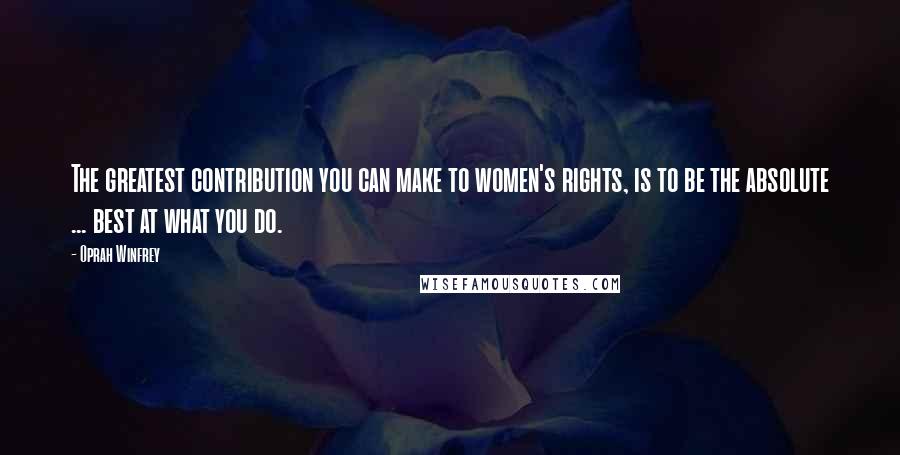 Oprah Winfrey Quotes: The greatest contribution you can make to women's rights, is to be the absolute ... best at what you do.