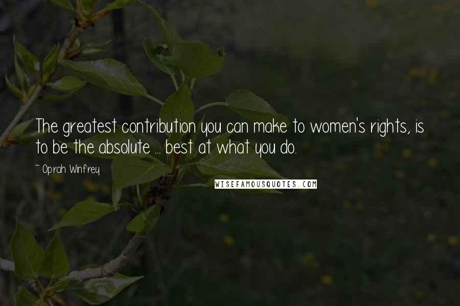 Oprah Winfrey Quotes: The greatest contribution you can make to women's rights, is to be the absolute ... best at what you do.