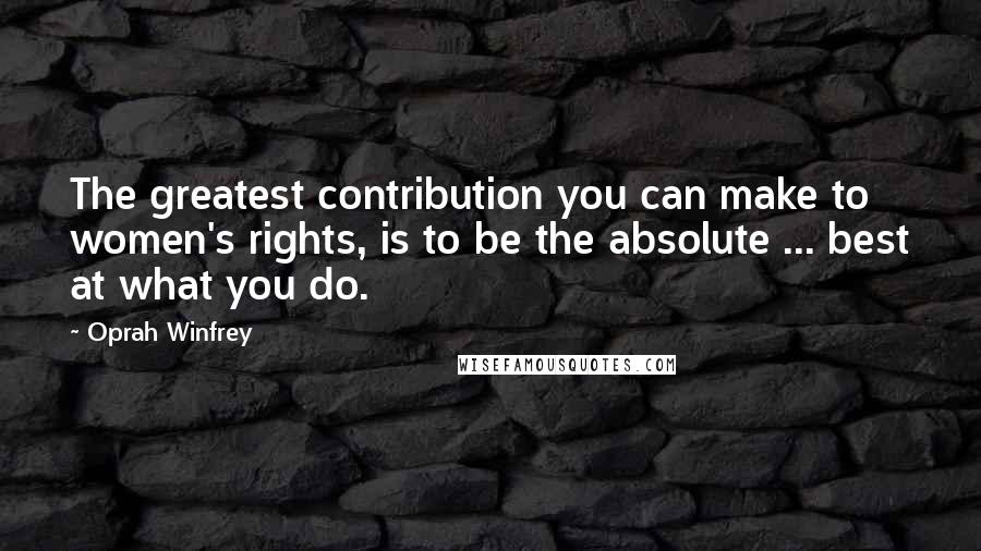 Oprah Winfrey Quotes: The greatest contribution you can make to women's rights, is to be the absolute ... best at what you do.