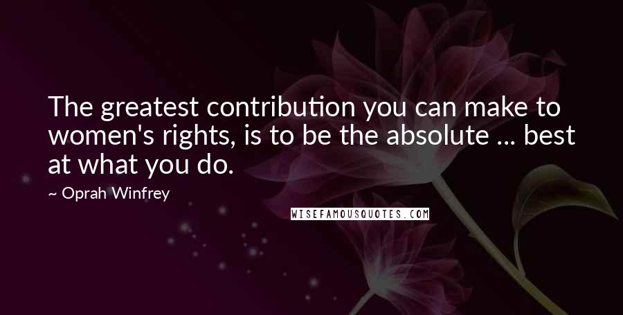 Oprah Winfrey Quotes: The greatest contribution you can make to women's rights, is to be the absolute ... best at what you do.