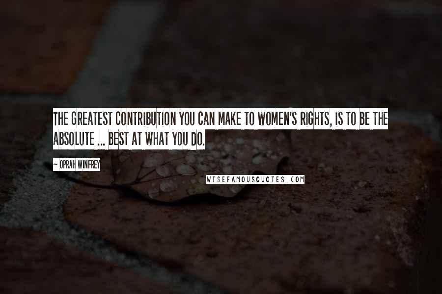 Oprah Winfrey Quotes: The greatest contribution you can make to women's rights, is to be the absolute ... best at what you do.