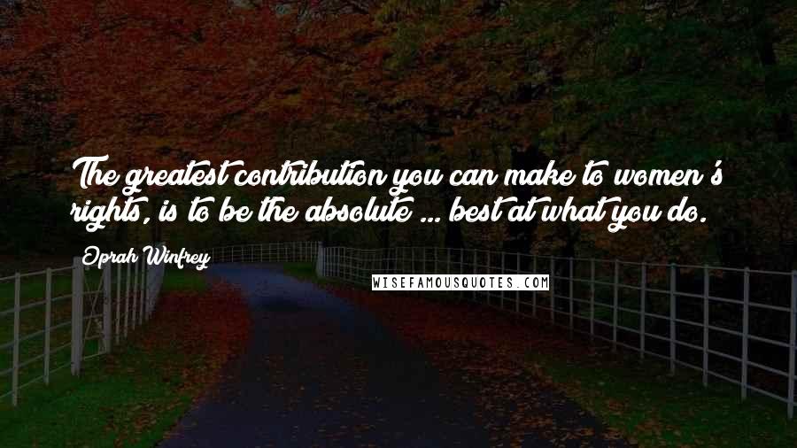 Oprah Winfrey Quotes: The greatest contribution you can make to women's rights, is to be the absolute ... best at what you do.