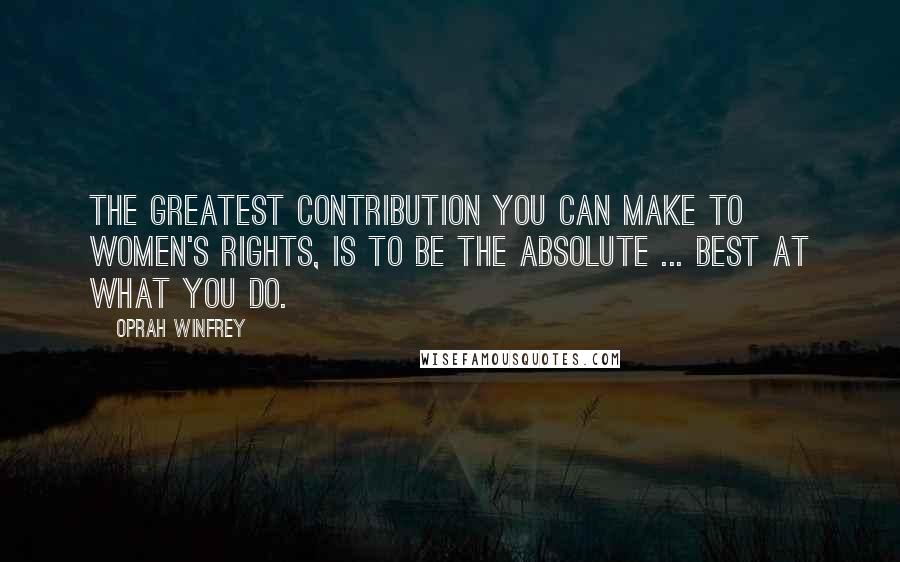 Oprah Winfrey Quotes: The greatest contribution you can make to women's rights, is to be the absolute ... best at what you do.