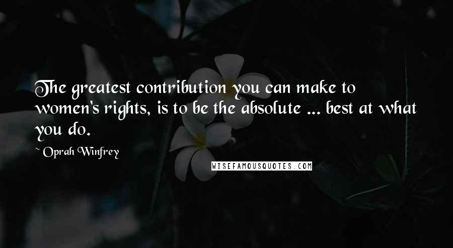 Oprah Winfrey Quotes: The greatest contribution you can make to women's rights, is to be the absolute ... best at what you do.