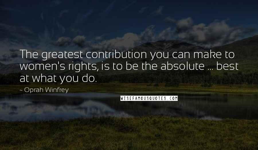 Oprah Winfrey Quotes: The greatest contribution you can make to women's rights, is to be the absolute ... best at what you do.