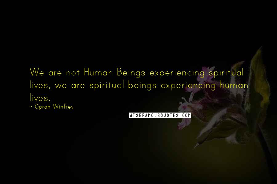 Oprah Winfrey Quotes: We are not Human Beings experiencing spiritual lives, we are spiritual beings experiencing human lives.