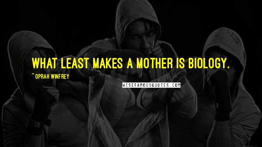 Oprah Winfrey Quotes: What least makes a mother is biology.