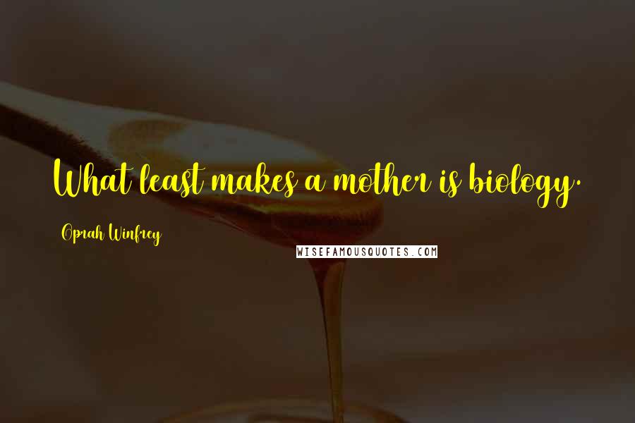 Oprah Winfrey Quotes: What least makes a mother is biology.