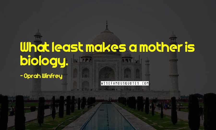 Oprah Winfrey Quotes: What least makes a mother is biology.