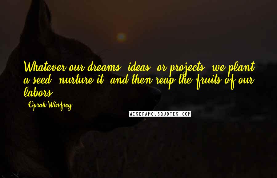 Oprah Winfrey Quotes: Whatever our dreams, ideas, or projects, we plant a seed, nurture it  and then reap the fruits of our labors.