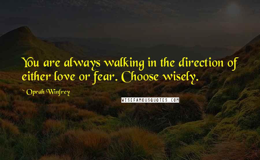 Oprah Winfrey Quotes: You are always walking in the direction of either love or fear. Choose wisely.