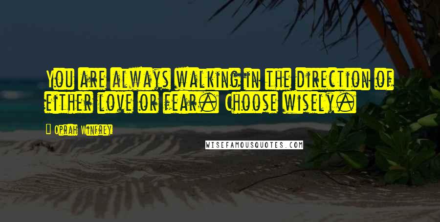 Oprah Winfrey Quotes: You are always walking in the direction of either love or fear. Choose wisely.